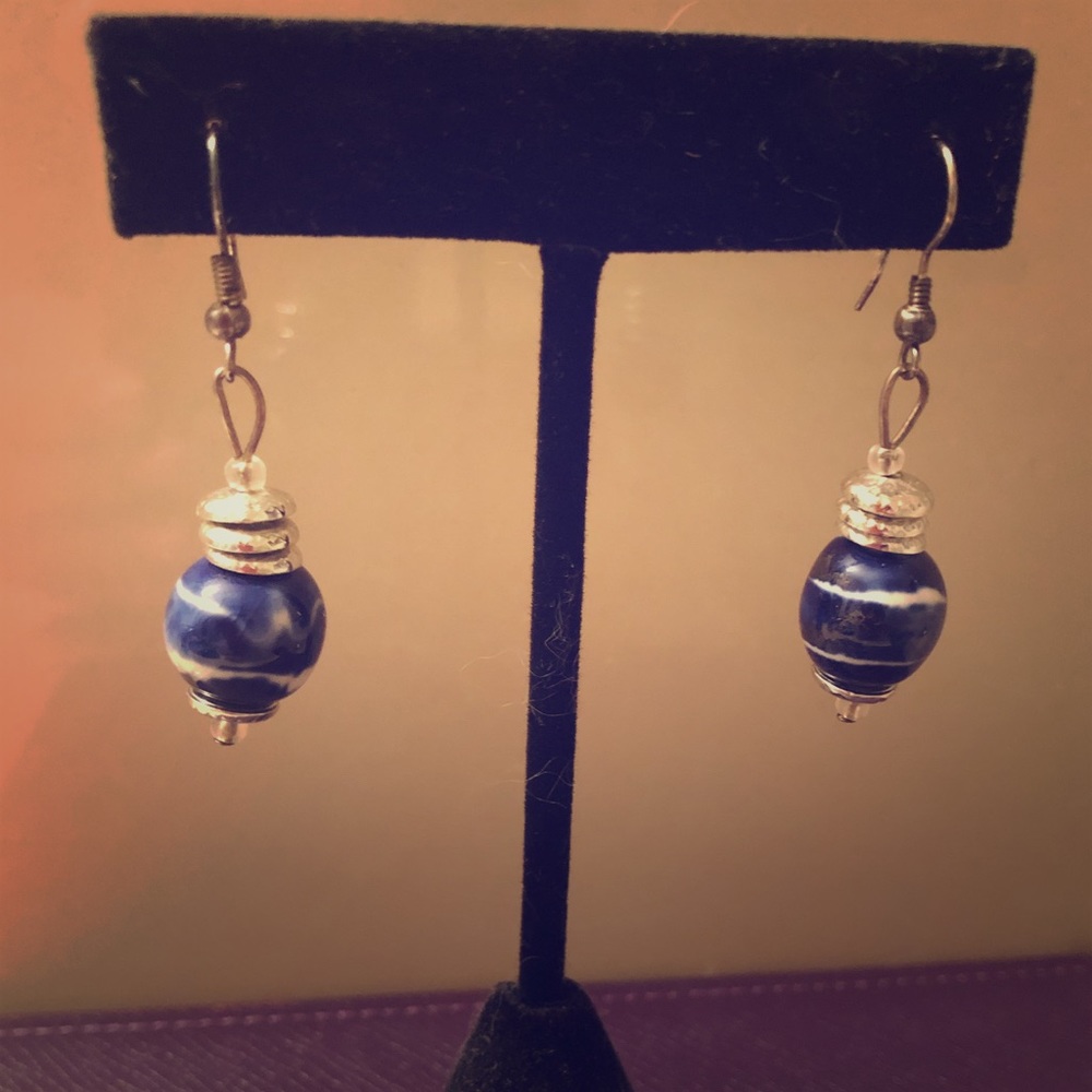 Blue Tie Dye Earrings